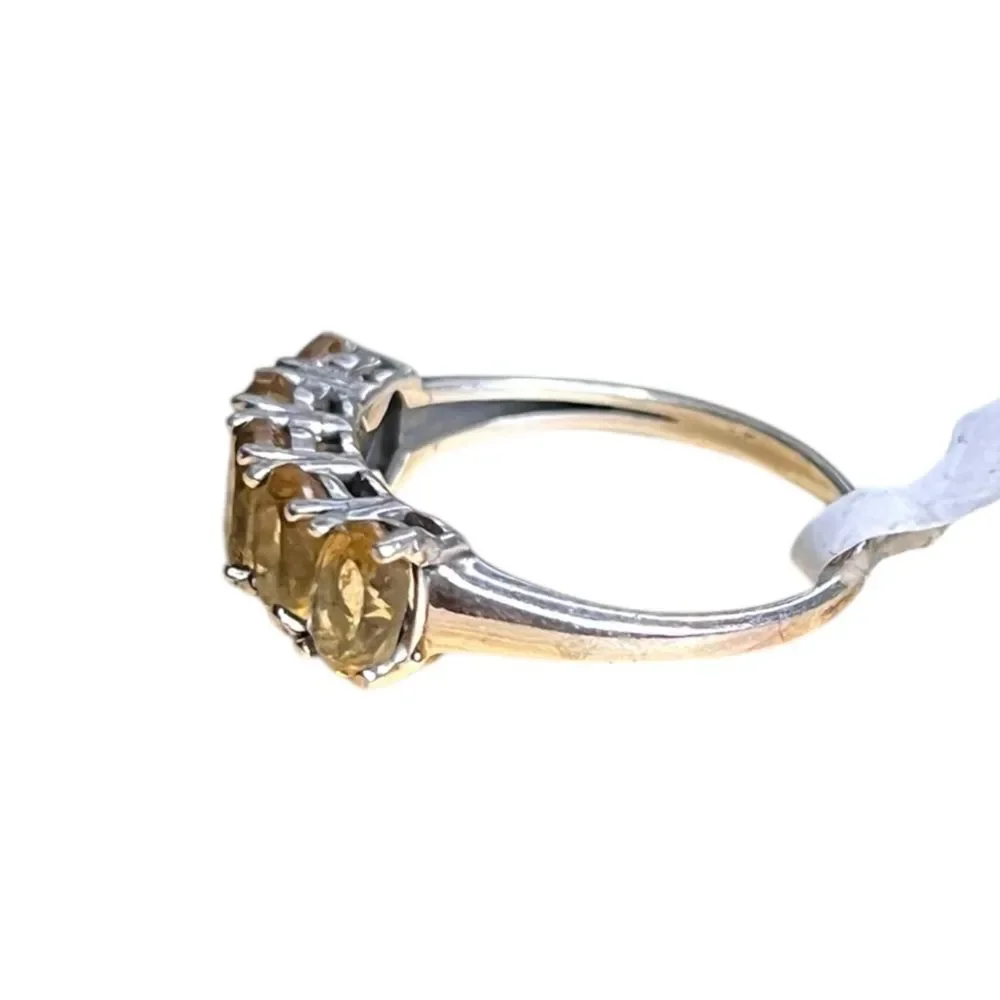 Artisan Sterling Silver Genuine Citrine Band Size 8